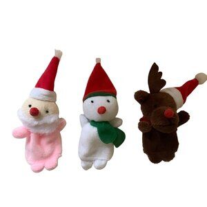 Christmas Finger Puppets Santa Snowman & Reindeer Plush Holiday Toys Set of 3